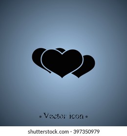 Set of flat hearts illustration.