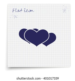 Set of flat hearts illustration.