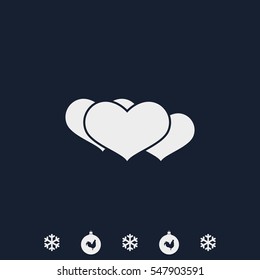 Set of flat hearts illustration.