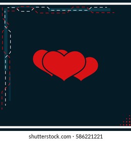 Set of flat hearts illustration.