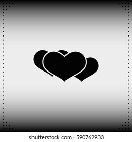 Set of flat hearts illustration.