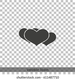Set of flat hearts illustration.