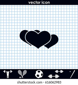 Set of flat hearts illustration.