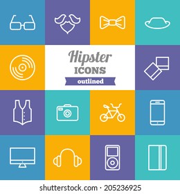 Set of flat hipster icons 