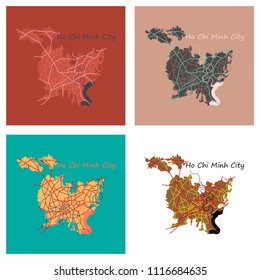 Set of Flat ho chi minh city administrative map