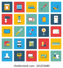 Set of flat home appliances icons for your design