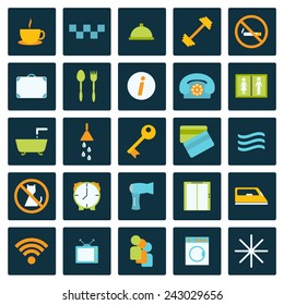 Set of flat hotel icons for your design