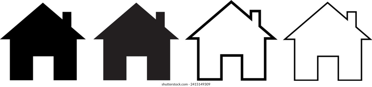Set of flat house home icon symbol sign logo vector illustration design