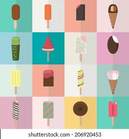 Set of flat ice cream icons.