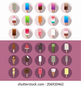 Set of flat ice cream icons.