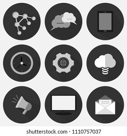 set flat icon business gray with vector symbol design