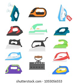 Set flat icon electric modern and retro iron