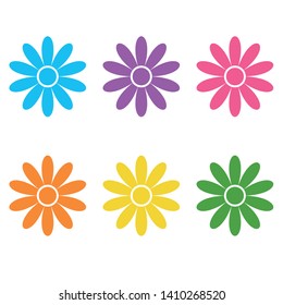 Set of flat icon flower icons in silhouette isolated on white.