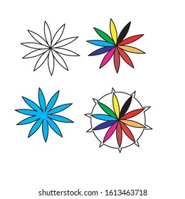 Set of flat icon flower icons in silhouette isolated on white.