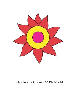 Set of flat icon flower icons in silhouette isolated on white.