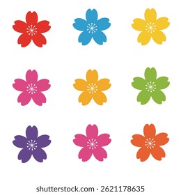Set of flat icon flower icons in silhouette isolated on white.