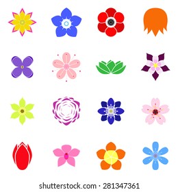 Set of flat icon flower icons colorful