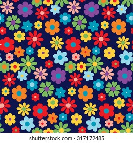 Set of flat icon flower icons in silhouette isolated on white. Cute retro design in bright colors for stickers, labels, tags, gift wrapping paper