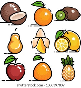 Set flat icon fruit. MBE style