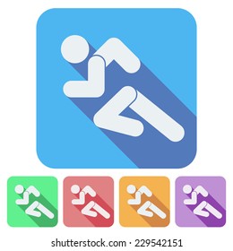 Set of Flat icon with Running people simple symbol. Vector isolated on a white background.