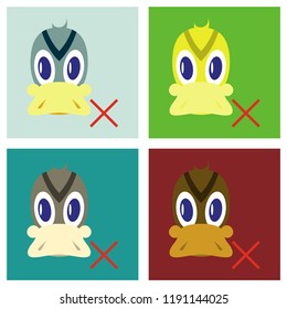 Set of Flat icon in flat style Duck