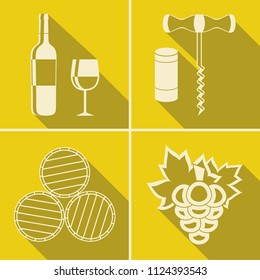 Set of flat icon of wine theme