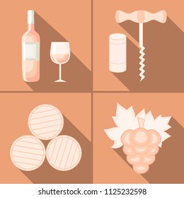 Set of flat icon of wine theme