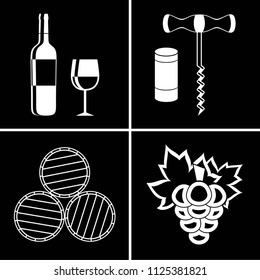 Set of flat icon of wine theme