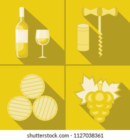 Set of flat icon of wine theme