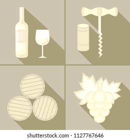 Set of flat icon of wine theme