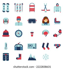 Set Flat Icon Winter Sport with Simple Color