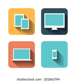 Set of flat icons about devices