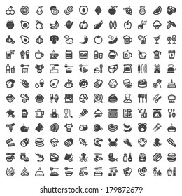 Set of flat icons about food and drink