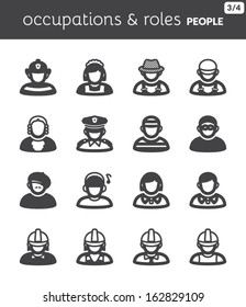 Set of flat icons about people. Occupations and roles