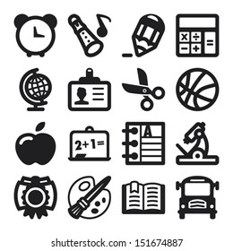 Set of flat icons about school