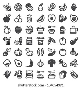 Set of flat icons about vegan food and drink