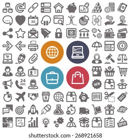Set of flat icons about web, finances, business and shopping
