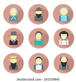 Set of flat icons with amish people for your design svg