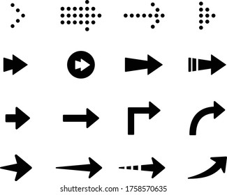 Set of flat icons of arrows