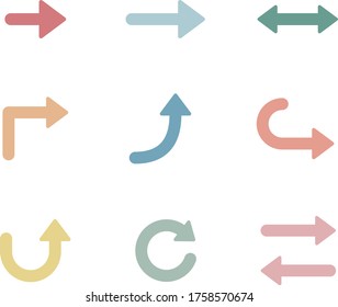 Set von flachen Symbolen von Pfeilen