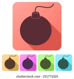 Set Flat icons of Bomb. Vector Illustration isolated on white background.
