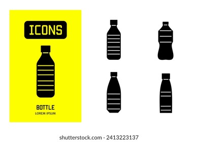 Set of flat icons of bottle. Vector design for business and stock.