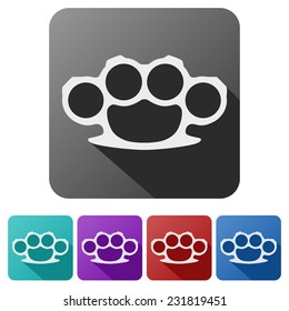 Set Flat icons of brass knuckles. Knuckle-duster of crime. Vector illustration