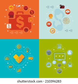 Set of flat icons. Business concept