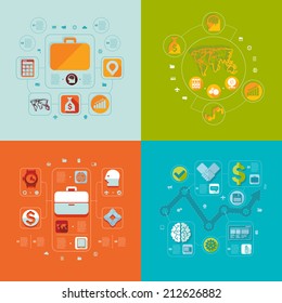 Set of flat icons. Business concept
