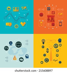 Set of flat icons. Business concept