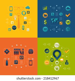 Set of flat icons. Business concept