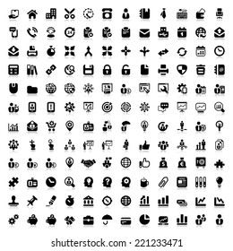 set of flat icons for business and office. black and reflex