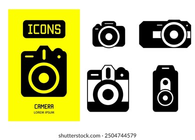 Set of flat icons of camera. Vector design for business and stock.