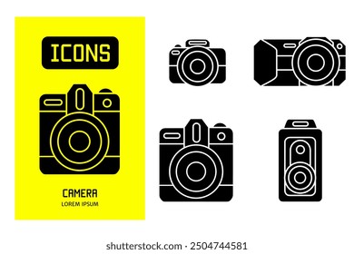 Set of flat icons of camera. Vector design for business and stock.